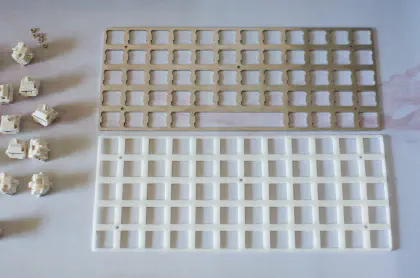 POM plate next to stainless