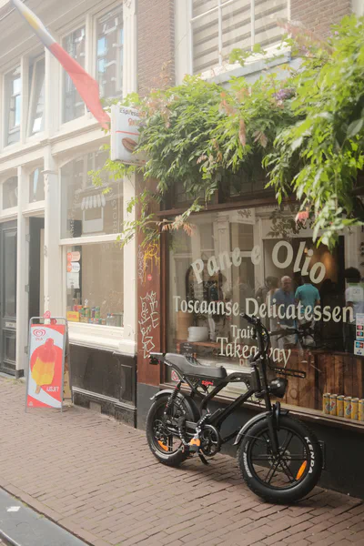 Deli storefront with bike leaning
