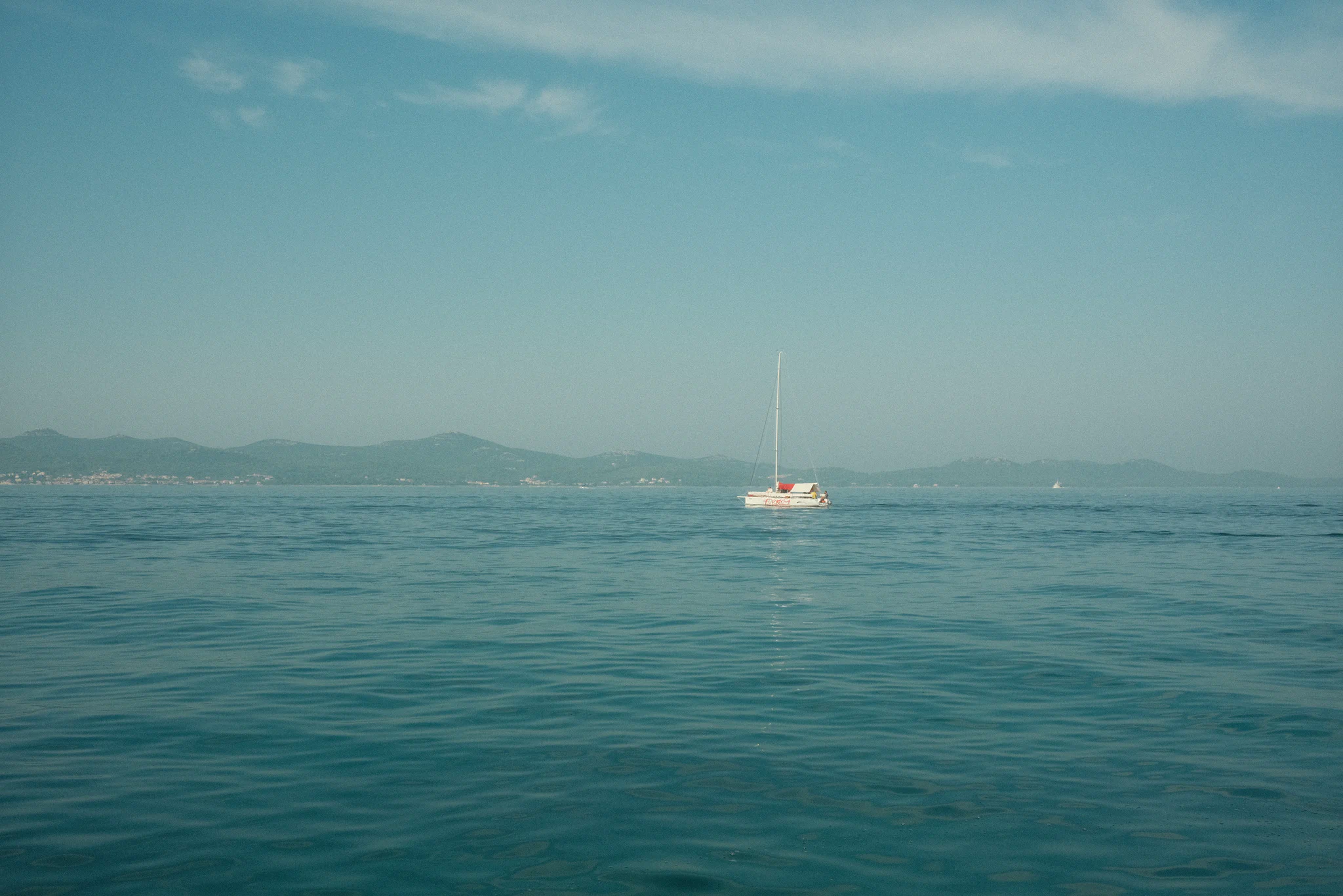 Sailboat on calm sea in Stockholm