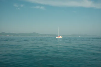 Sailboat on calm sea in Stockholm