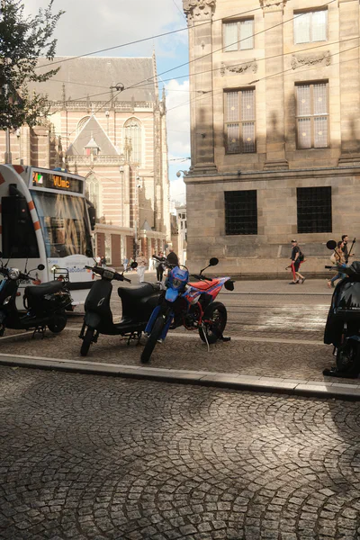 Sick enduro motorcycle in square