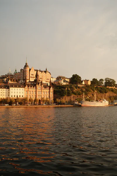 Stockholm waterfron at golden hour